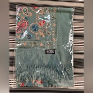 NEW Mongolian Embroidered JADE Throw 4ply100% Cashmere Soft Warm 80 X6Blanket